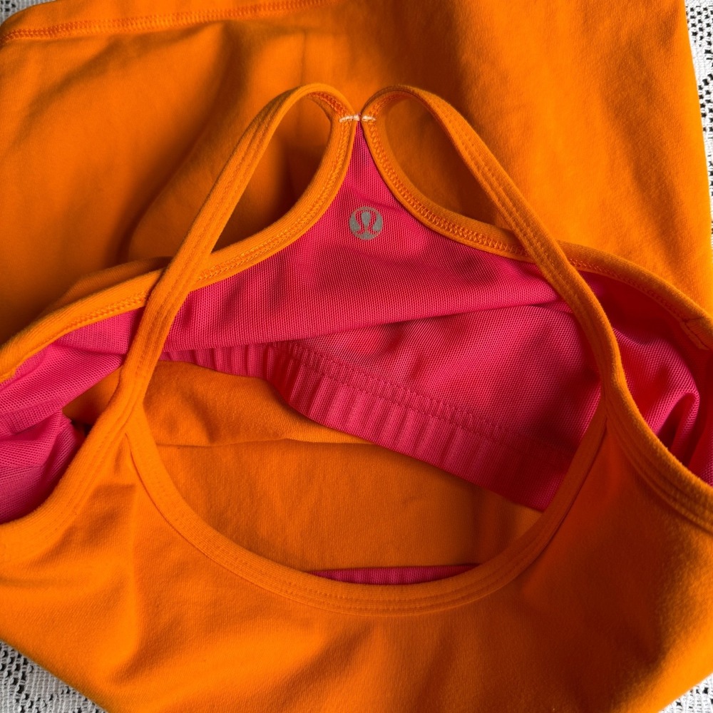 Lululemon Power Pose Tank Size 4 Orange Pink Racerback Y2K Athletic Yoga - Picture 9 of 9
